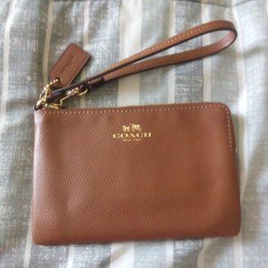 Coach pebble brown wristlet